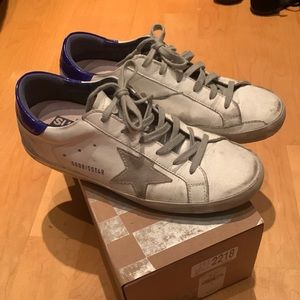 White Golden goose electric blue accent size 38